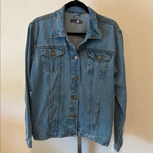Boohoo Light Blue Denim Jean Jacket with Button Front